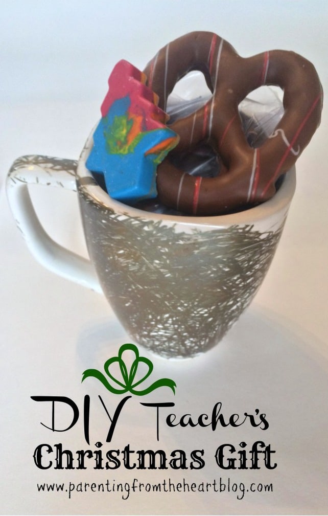 Have your children partake in making their teachers' Christmas gift this year! Make chocolate covered pretzels, chocolate Santa hats, DIY crayons, Sharpie mugs they coloured themselves and more! Budget-friendly, easy DIY Christmas gifts for teachers or family. Kid-friendly!