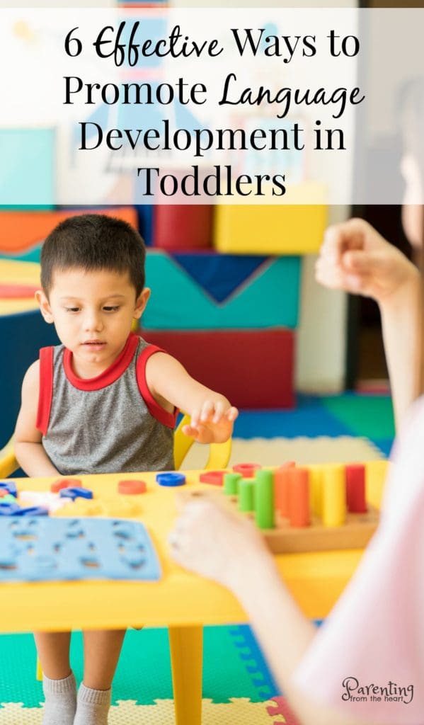 Here are six ways to promote language development in toddlers and young children. They're simple strategies that work. #languagedevelopment #parenting #parentingtoddlers #languagedevelopment #parentingtoddlers #toddlers #childdevelopment #parentingfromtheheart