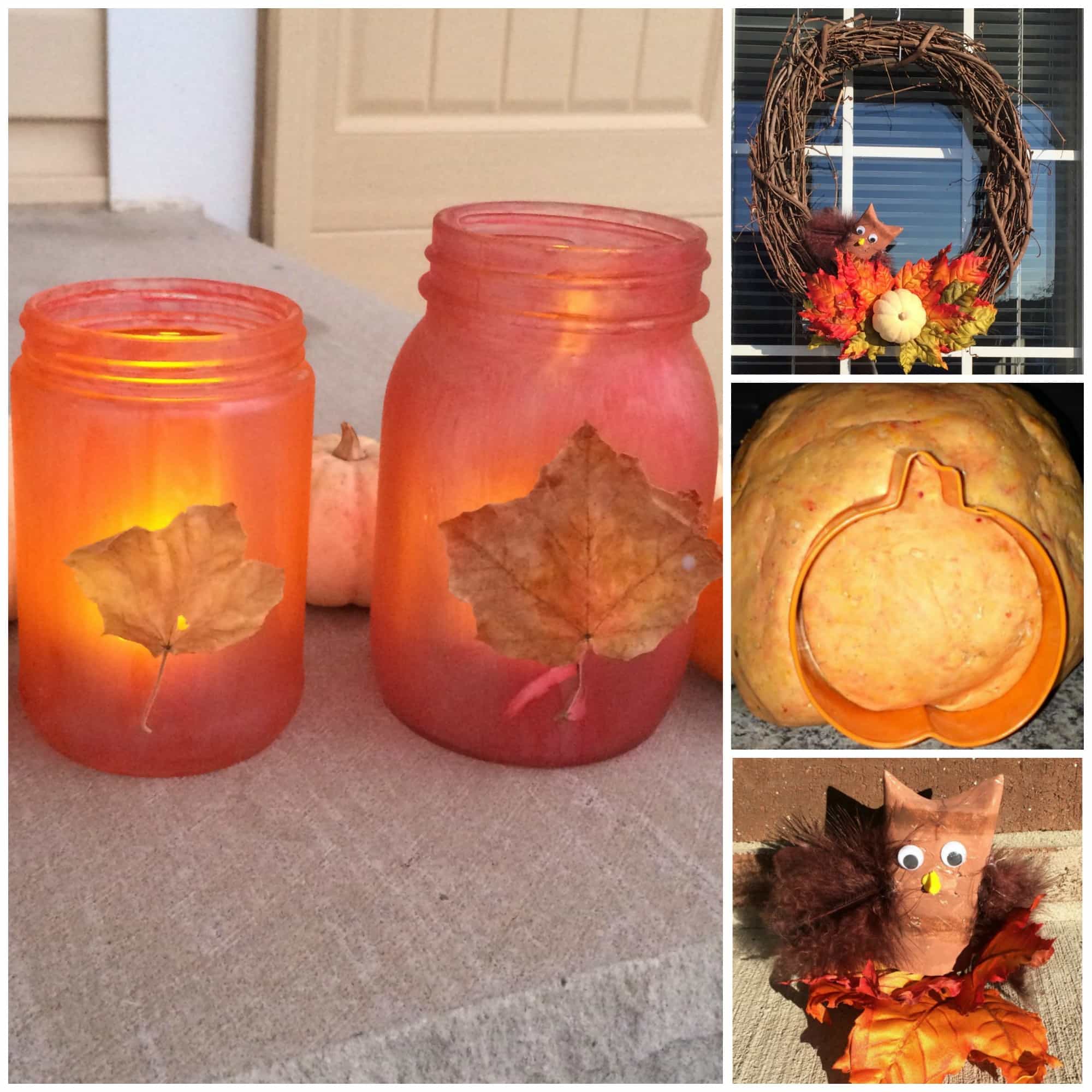 These Fall Toddler activities are REALLY easy to set up and your toddler can do with minimal help! Make Fall Lanterns, engage in sensory play using pumpkin play dough, make a 1 minute Fall wreath, toilet paper roll owls and more! Play based learning, learning through play, toddlers, preschoolers, Fall fun.