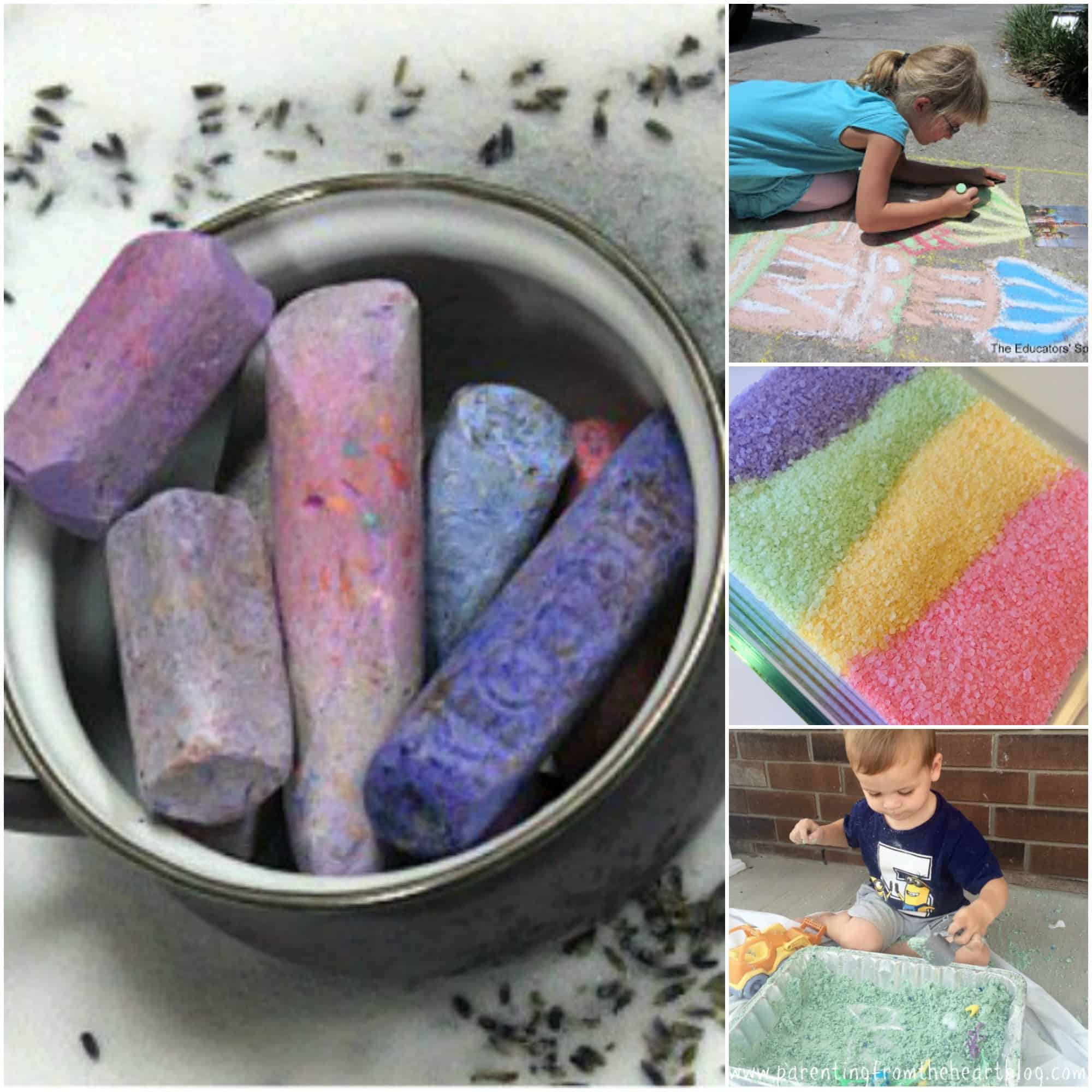 At the end of the summer, we are left with a lot of broken down chalk. There are sensory play ideas, kids arts and crafts, STEM, STEAM, and so many more perfect for play-based learning.