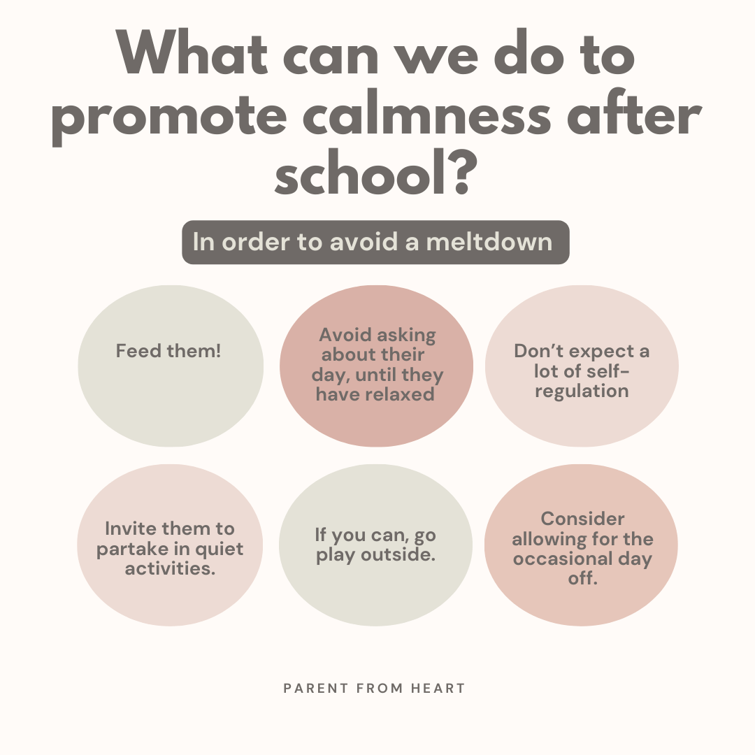 What to do to promote calmness after school infographic 