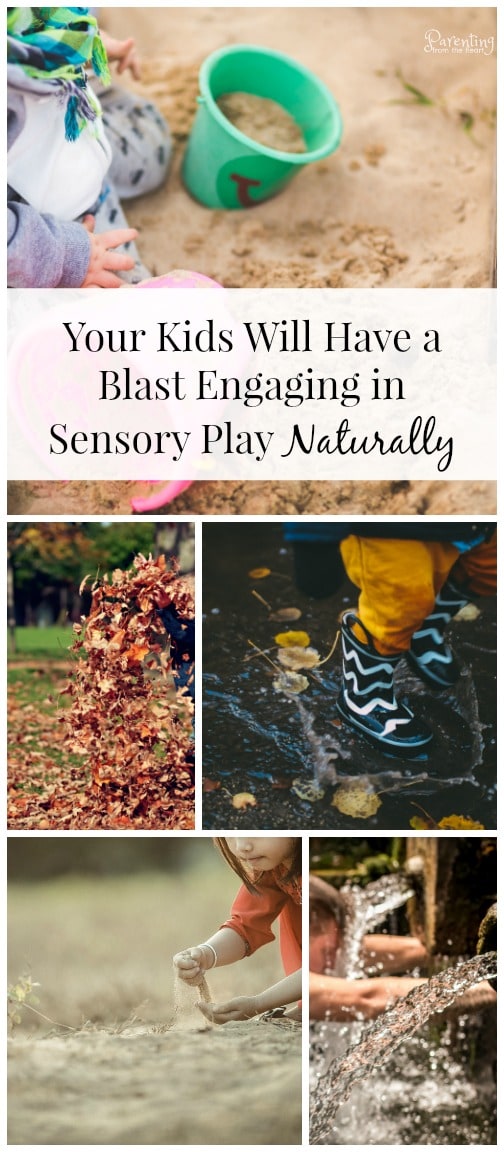 Engage in sensory play naturally with these great ideas. It also keeps most of the mess outside of our house. #sensoryplay #playbasedlearning #naturalplay #childhoodunplugged