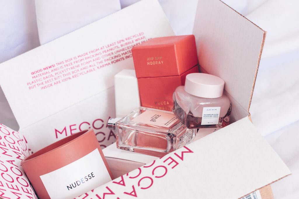 a box containing beauty products