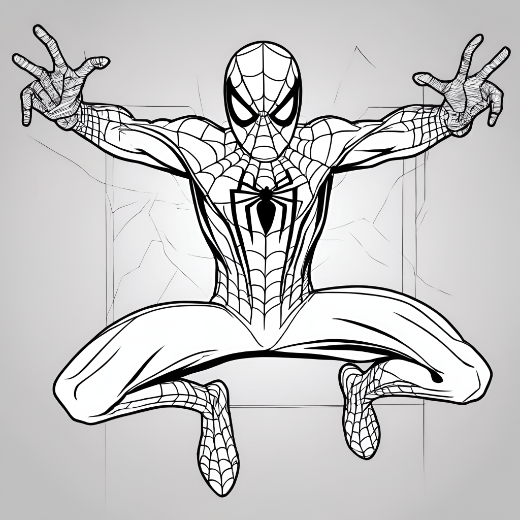 Spider Man Coloring Page With the Iconic Pose 