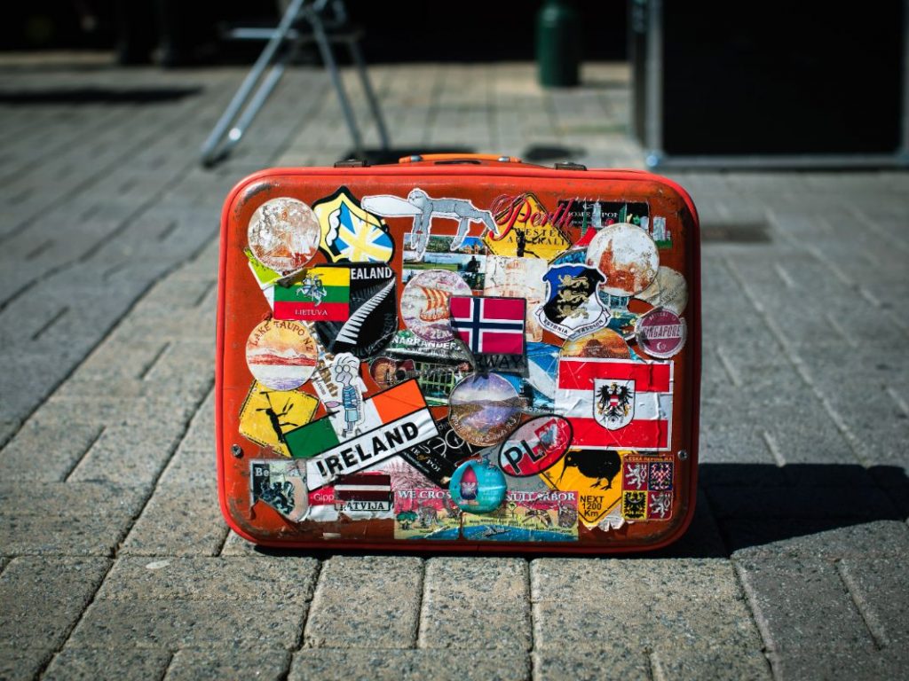 stickers on a plastic lunchbox