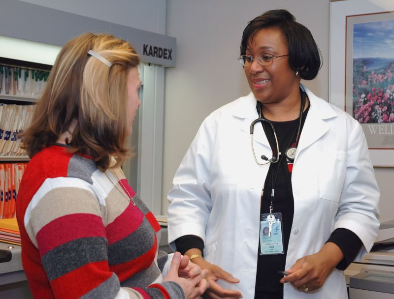 woman talking to a doctor 