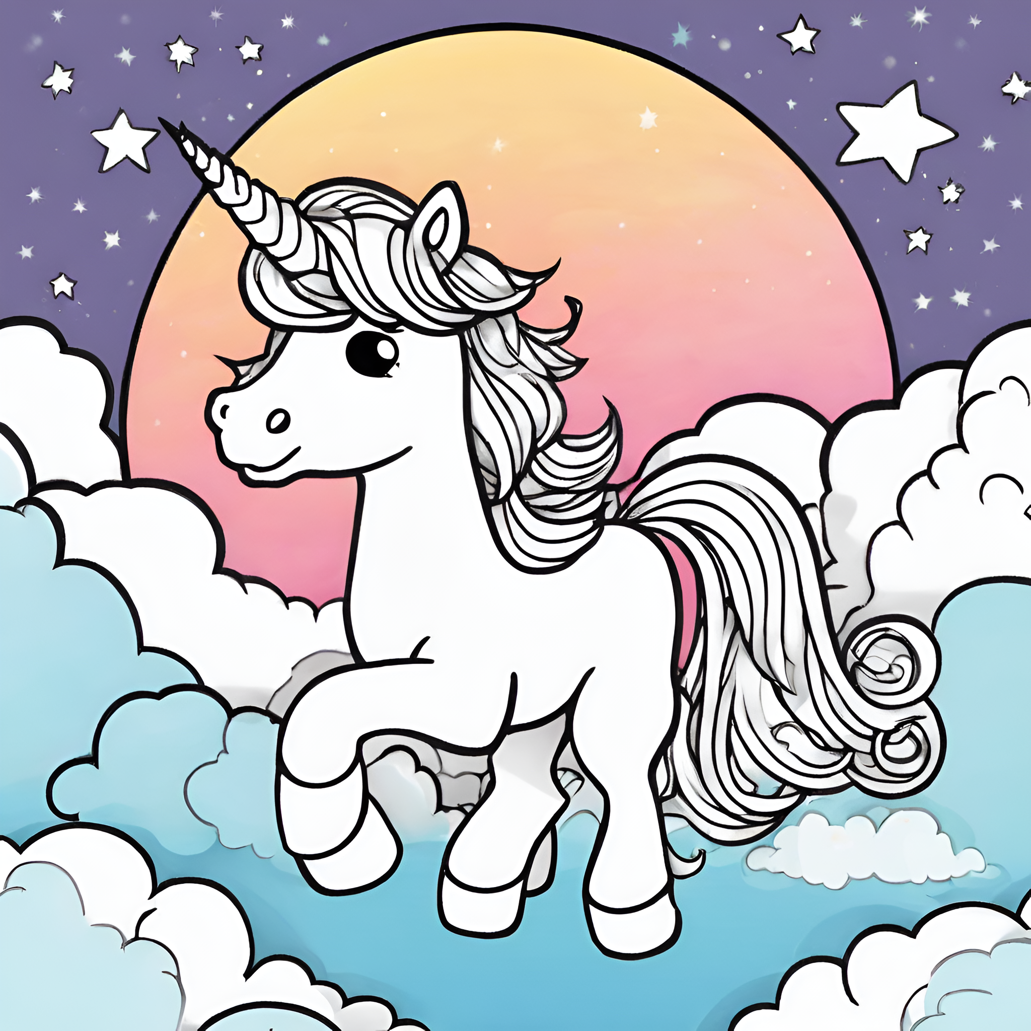 Colorful and adorable unicorn illustration on Craiyon