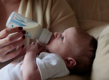 baby drinking formula milk