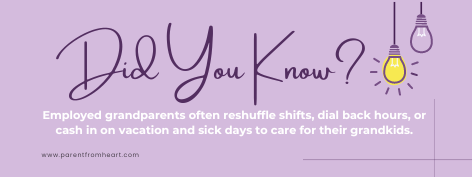 Fun fact about employed grandparents juggling work to care for their grandchildren.