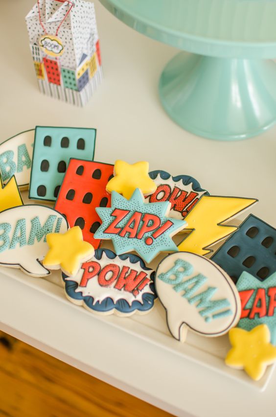 Superhero-theme cookies for kids.