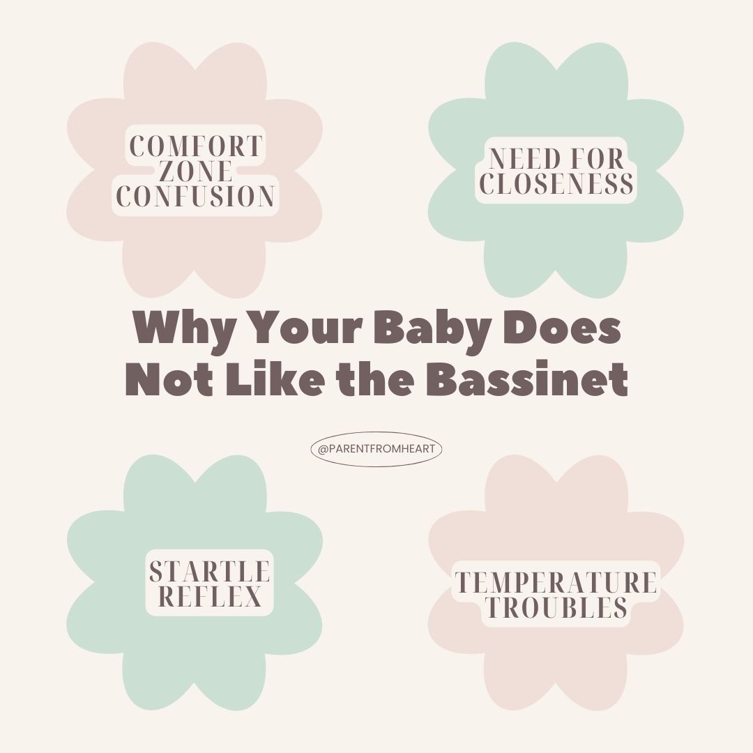 4 Reasons your baby does not like the bassinet infographic. 
