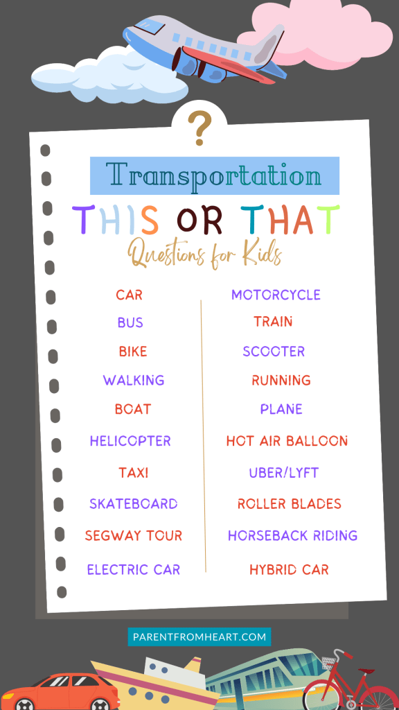 Transportation this or that questions for kids.