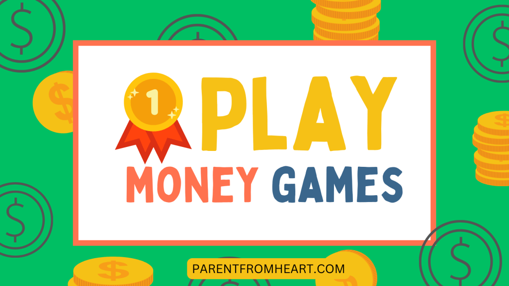 A banner about playing money games as an engaging way to teach kids about money.
