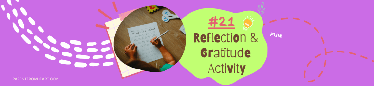 A banner of a sleepover idea: reflection and gratitude activity.