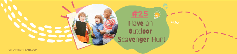 A banner of a sleepover idea: have an outdoor scavenger hunt.