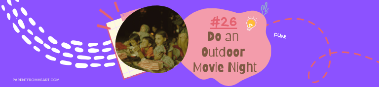 A banner of a sleepover idea: do an outdoor movie night.