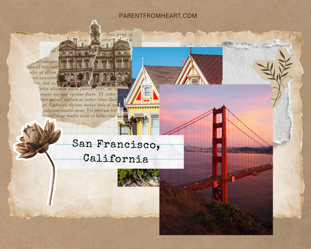 A photo collage of San Francisco, California.