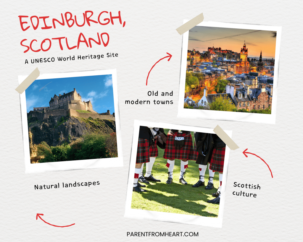 A photo collage of Edinburgh, Scotland.