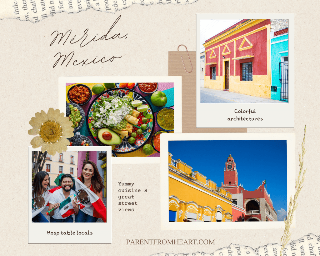 A photo collage of Merida, Mexico.