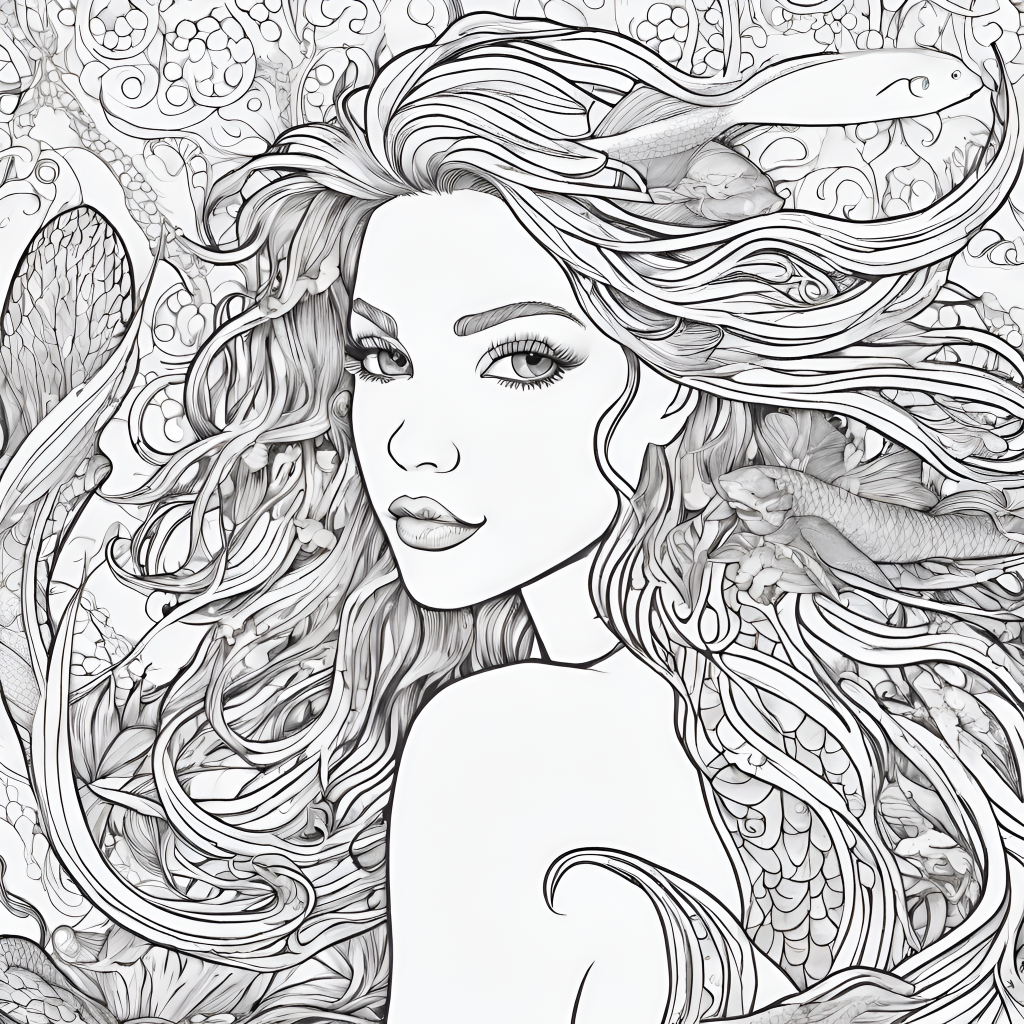 Mermaid girl coloring page