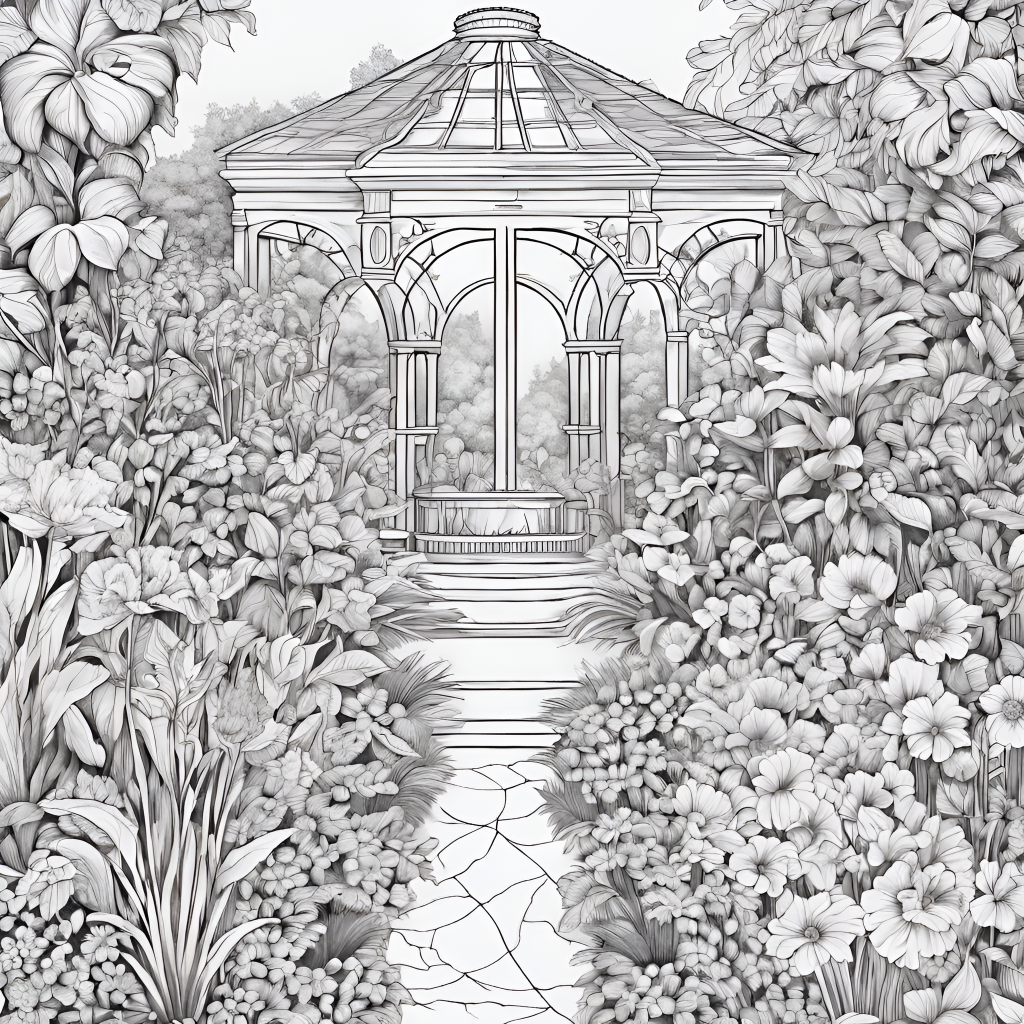 Flower garden coloring page