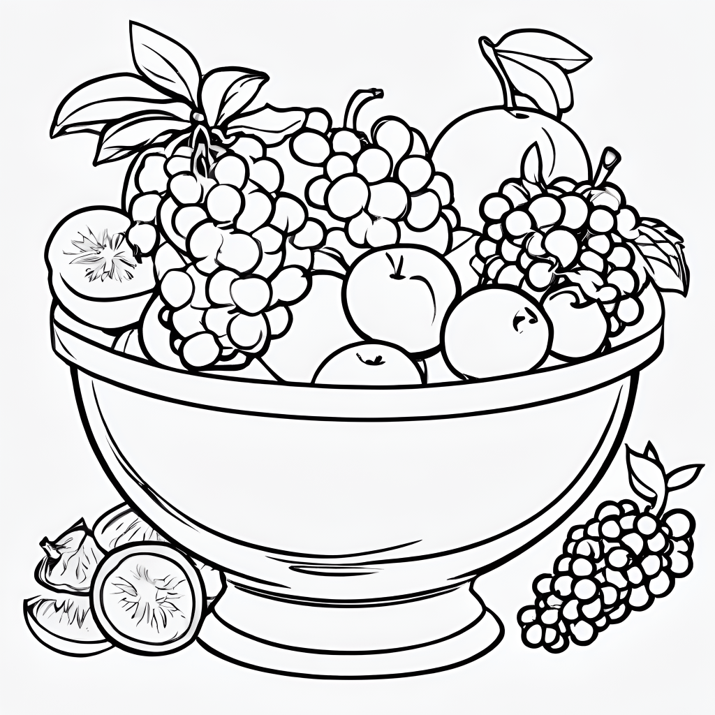 Bowl of fruit coloring page