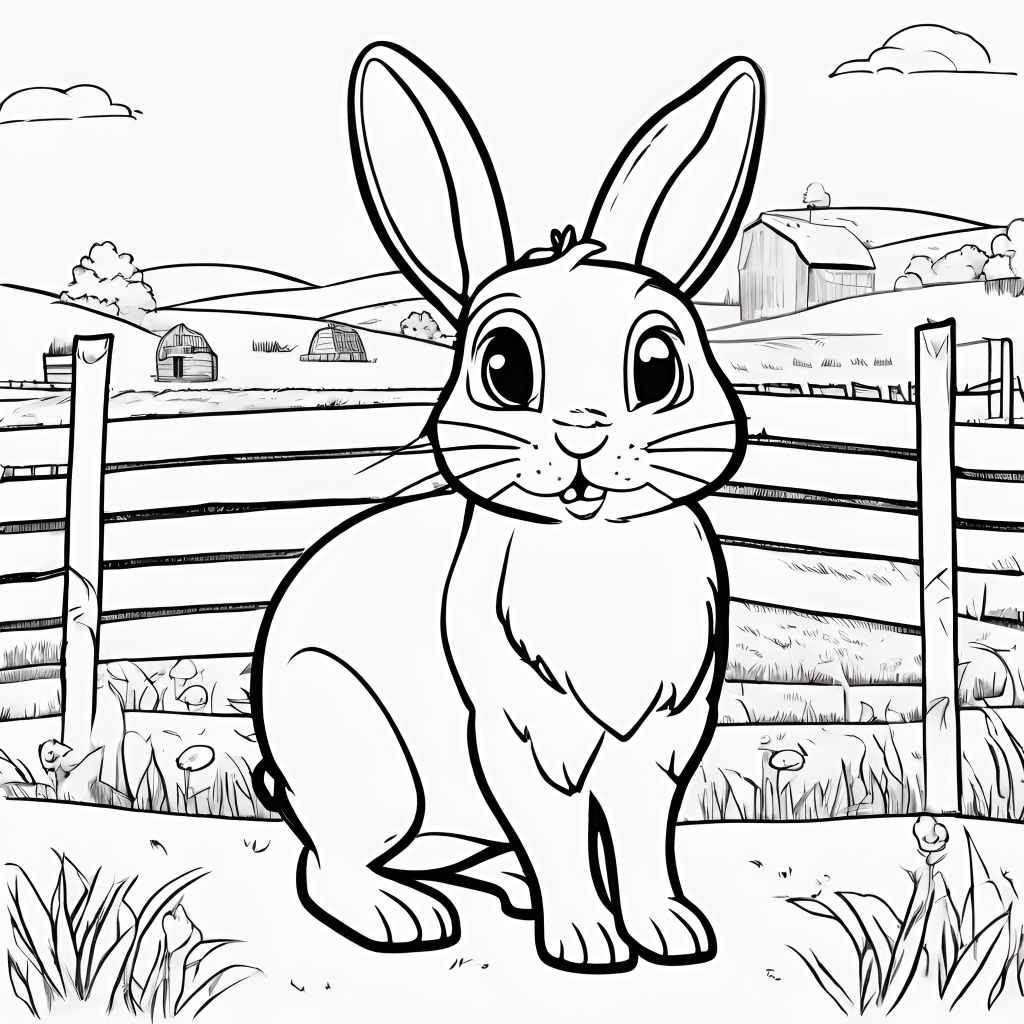 Bunny on a farm coloring page