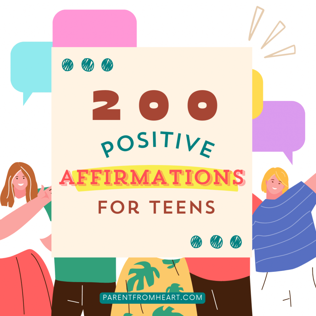 A Pinterest cover photo about 200 positive affirmations for teens.