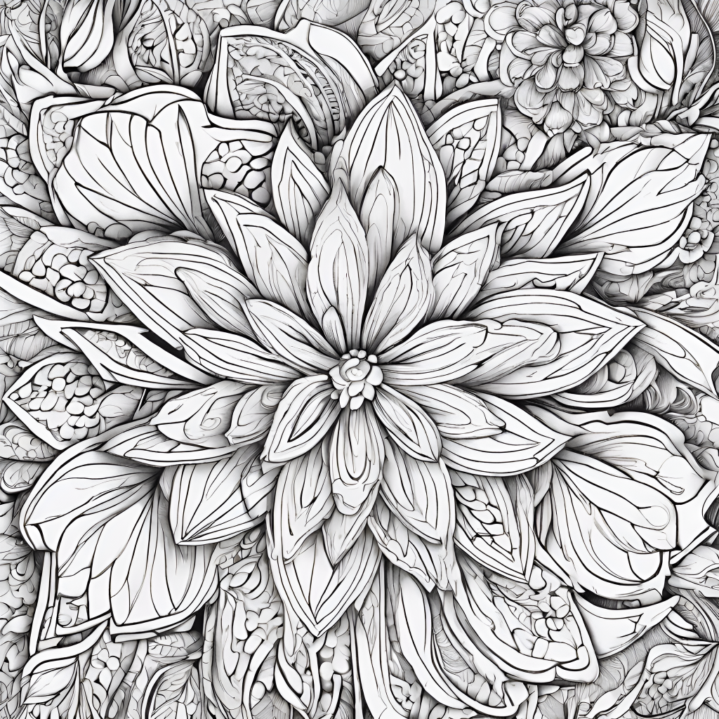 Abstract flowers coloring page