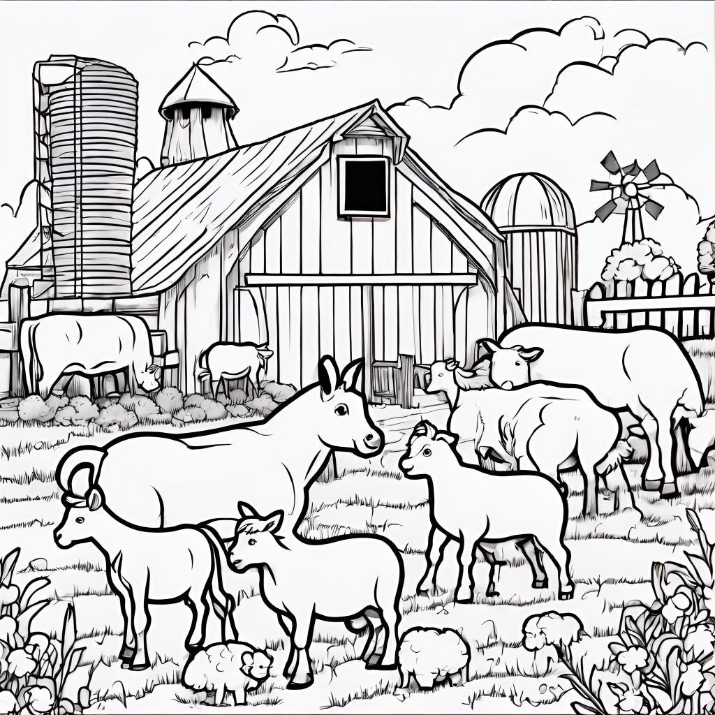 Farm animals on a farm
