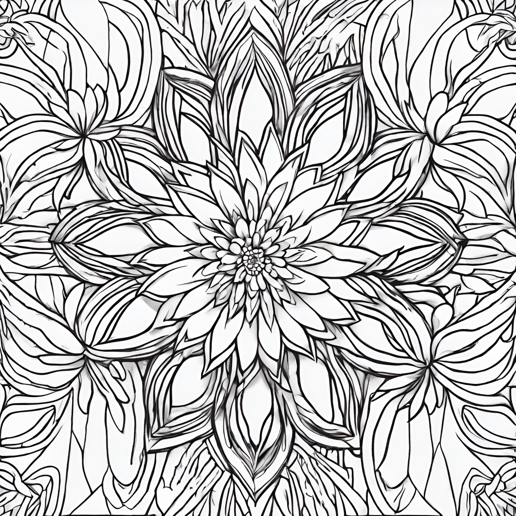 abstract flowers coloring page
