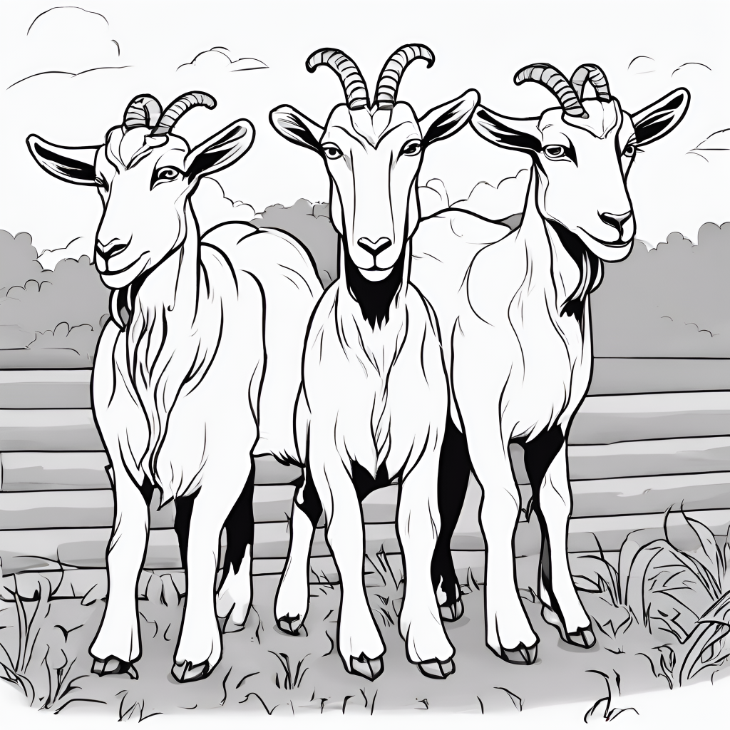 3 goats coloring page