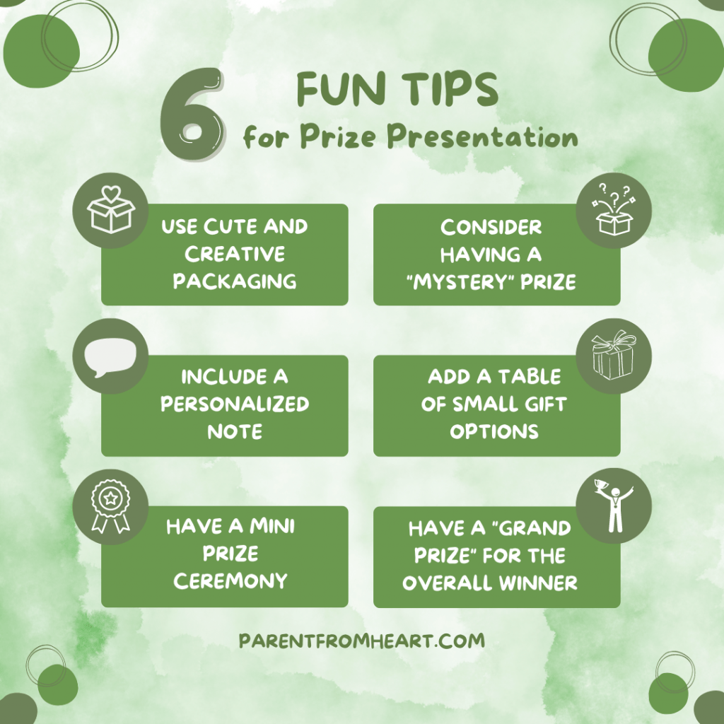 Infographics about 6 fun tips for prize presentation.