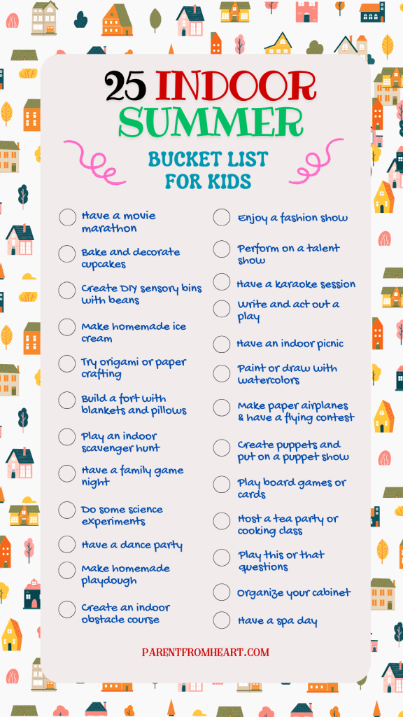 A summer bucket list for kids: indoor activities.