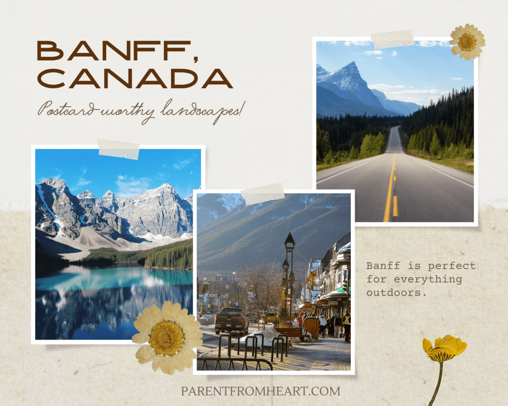A photo collage of Banff, Canada.