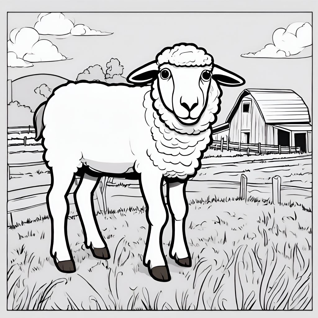 Sheep on a farm coloring page