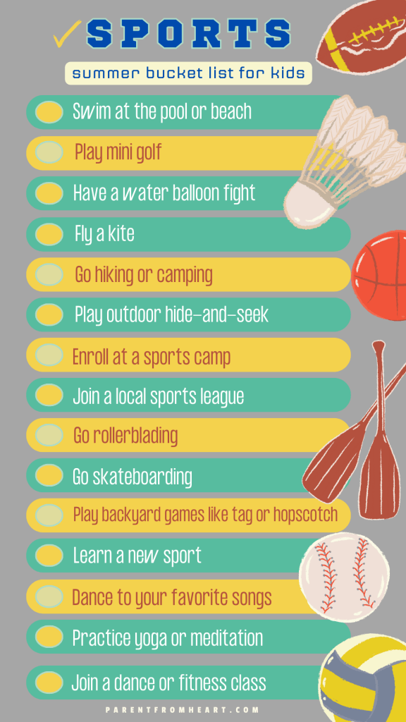 A summer bucket list for kids: sports activities.