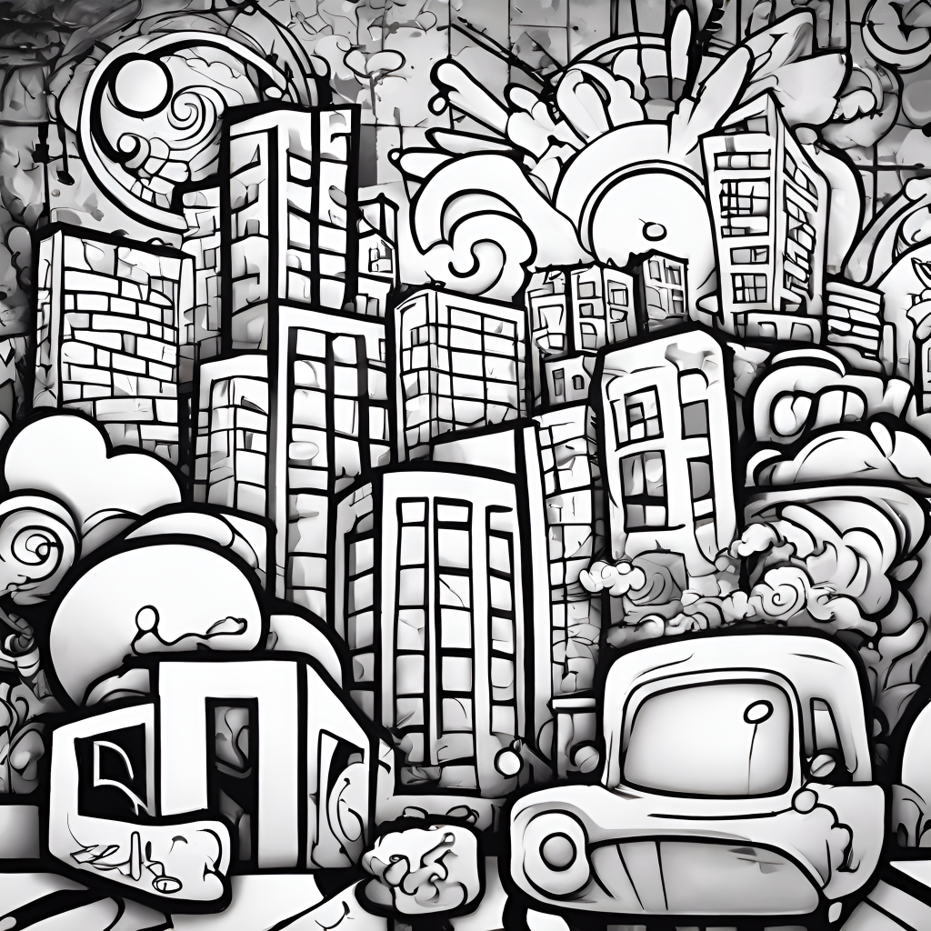 graffiti city coloring page