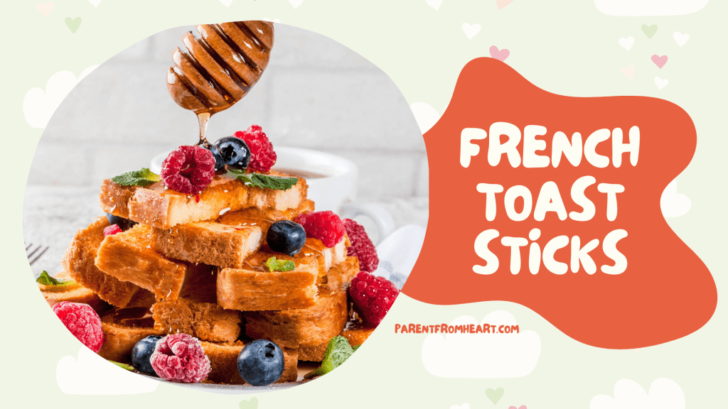A banner with a picture and text of french toast sticks.