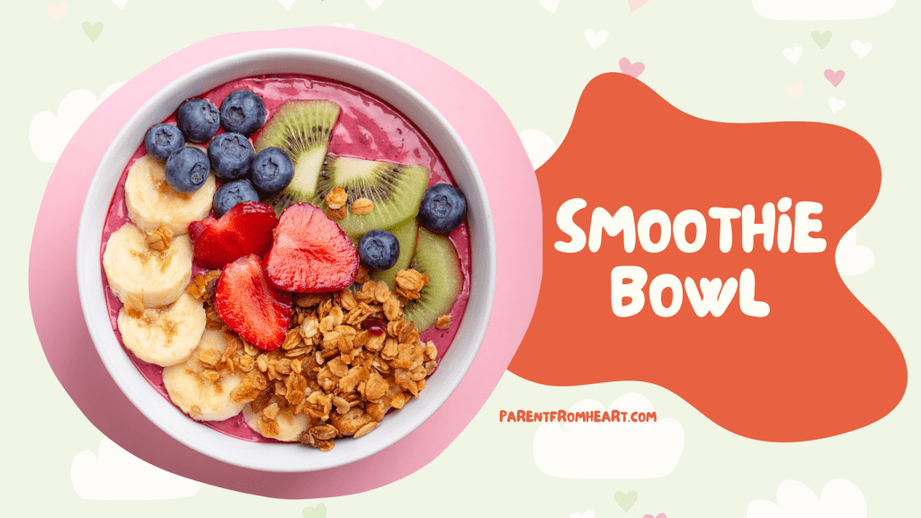 A banner with a picture and text of smoothie bowl.