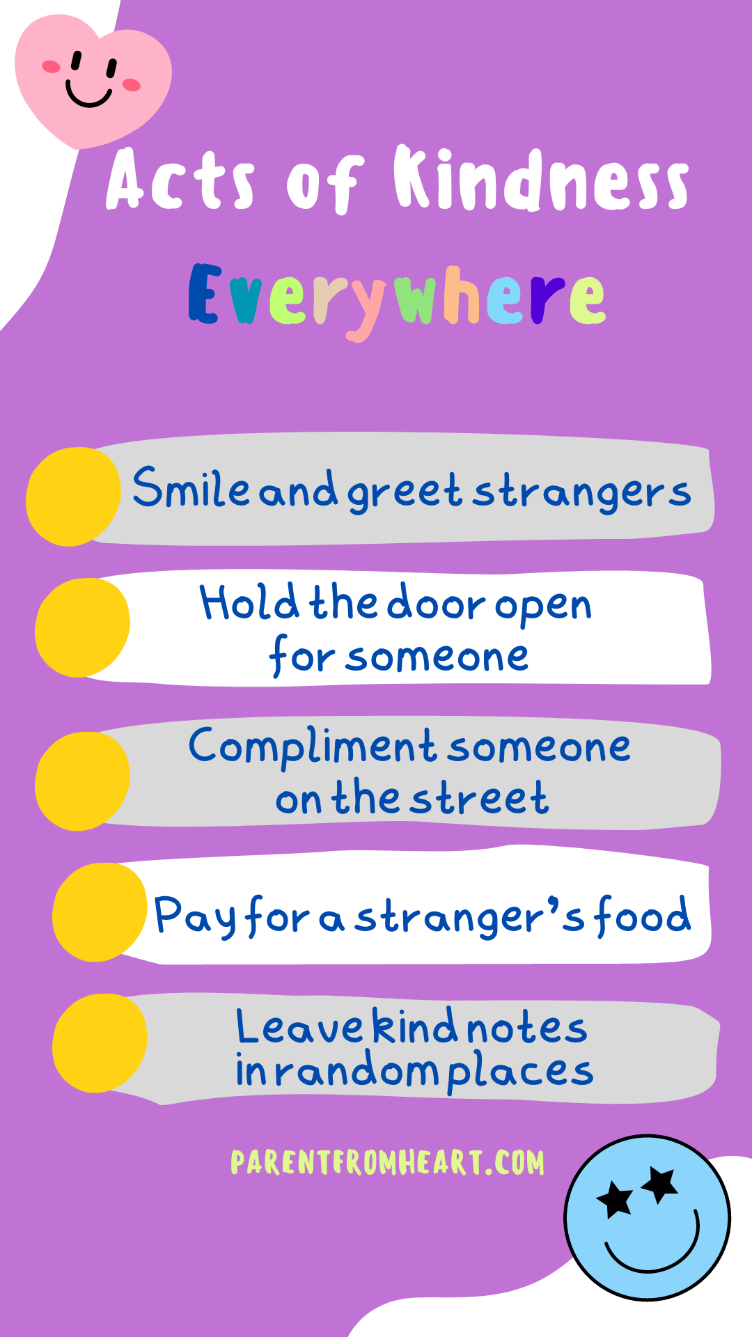 A checklist for kids: Acts of Kindness Everywhere