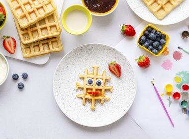 Waffle, kids food art background wallpaper, funky breakfast treat
