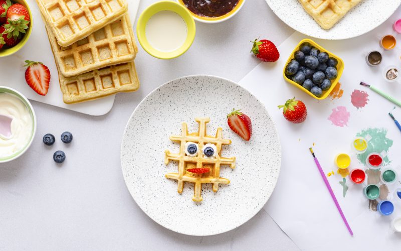 Waffle, kids food art background wallpaper, funky breakfast treat