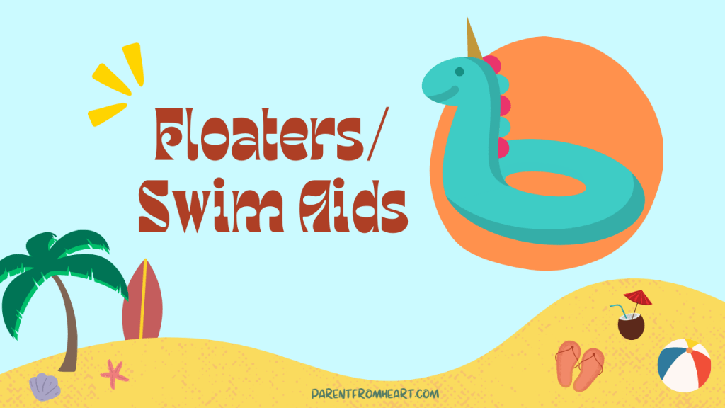 A colorful banner with a beach theme and the text "Floaters."